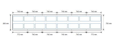 Overlapped battery placement (top view) - Abacus Rack output