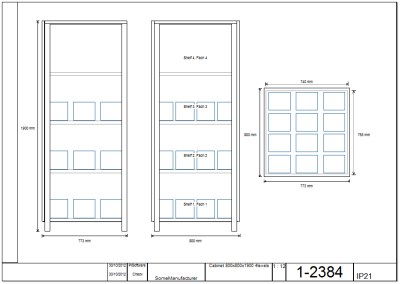 Inspection view of the given Abacus Rack cabinet sizing result