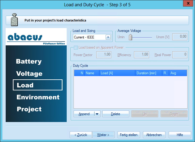 Add load profile with abacus ieee wizard