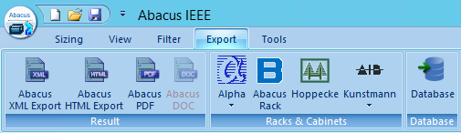 Starting the rack or cabinet sizing directly from Abacus IEEE